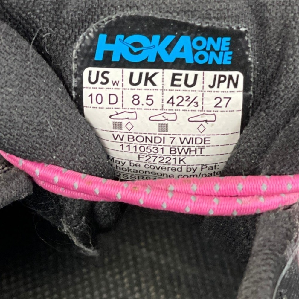 Hoka One Bondi 7 Woman 10D Running Shoes Black White Wide Width Athleisure, - Picture 5 of 7